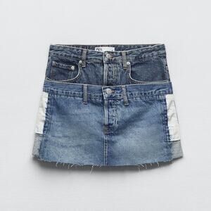 Zara Double Waist Denim ZW Mini Skirt - Size XS